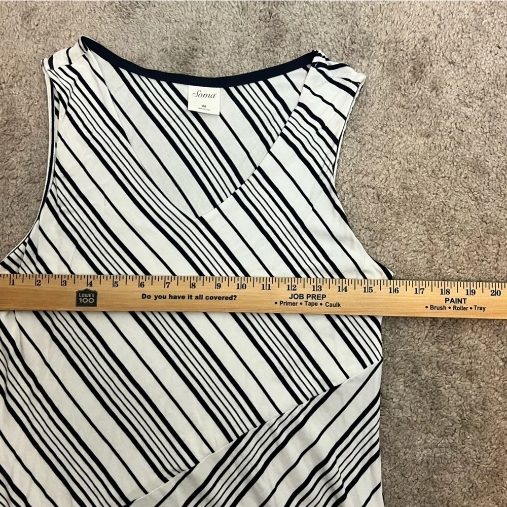 Soma Soft Jersey Asymmetrical Hem Midi Dress women medium Amity Stripe White - Picture 11 of 11